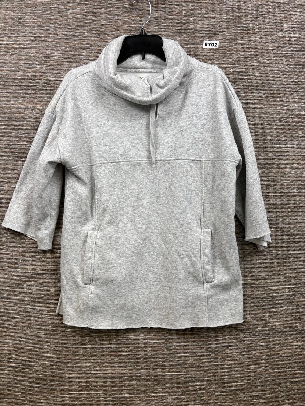 UGG Sweatshirt Womens XS/S Gray Fleece Lined Cowl Neck Tunic Pullover 3/4 Sleeve